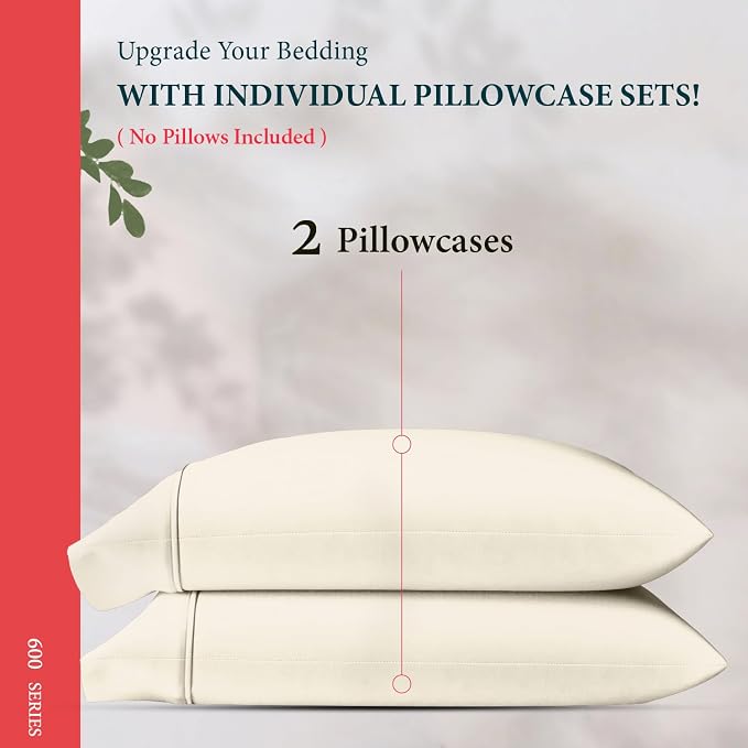 100% Egyptian Cotton Queen/Standard Pillow Cases Set of 2 - Image 3