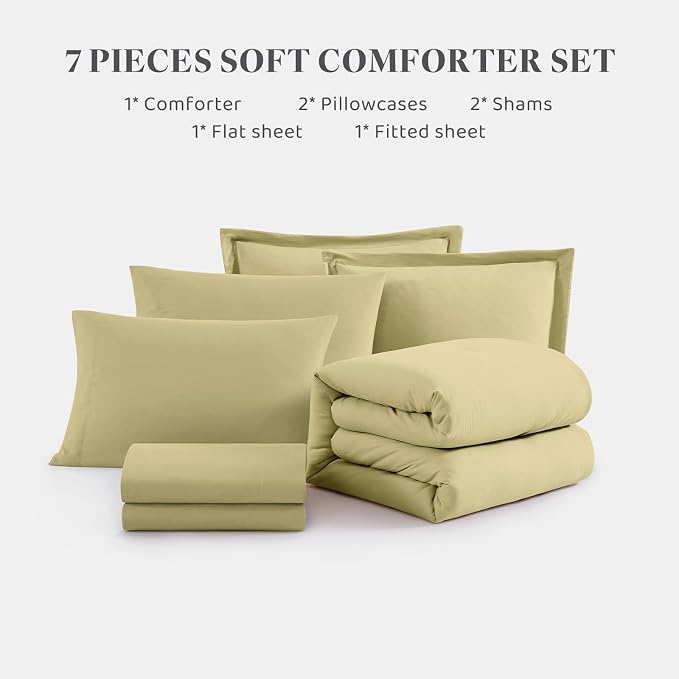 WRENSONGE King Comforter Set, 7 Pieces Hemp Soft Bed in a Bag King - Image 7