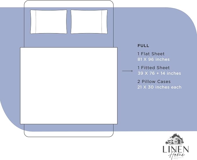 Linen Home 100% Cotton Percale Sheets Full Size, Dark Blue, Deep Pocket - Image 6