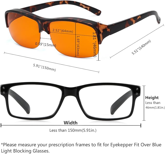 Eyekepper 100% Anti-Blue Light Blocking Fitover Glasses Wear Over Computer - Image 4