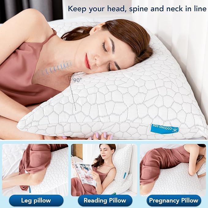 Side Sleeper Pillow for Adults, King Size Cooling Pillow for Neck and Shoulder - Image 3
