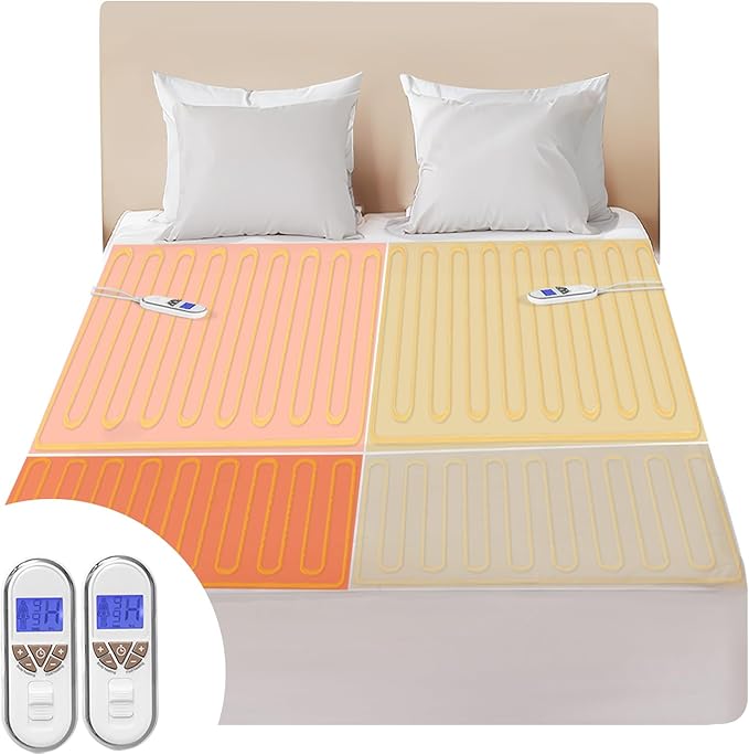 Bwarm Premium Multi-Zone Electric Heated Mattress Pad King Size, Dual by Bwarm