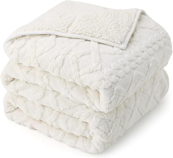 Drewin Weighted Blanket 15lbs Queen Size, Soft and Thick Jacquard Sherpa Heavy by Home