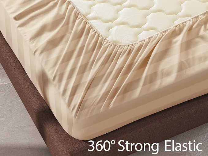 100% Egyptian Cotton Fitted Sheet Full Size, 600 Thread Count, Single Fitted - Image 6