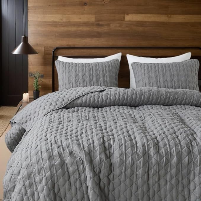 WDCOZY Dark Grey Quilt Twin Size Bedding Sets - Image 8