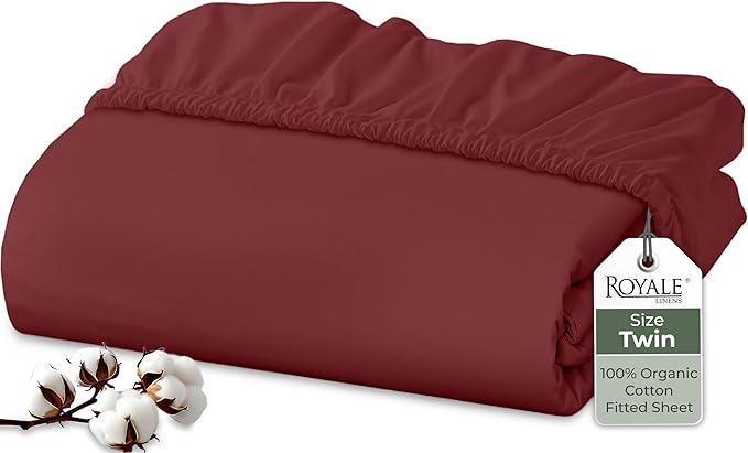 Royale Linens 100% Organic Cotton Fitted Sheet by ROYALELINENS
