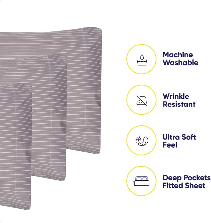 Queen Sheets Pinstripe Gray - Image 3