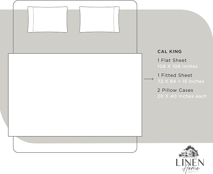 Linen Home 100% Cotton Percale Sheets California King Size, Deep Pocket - Image 6