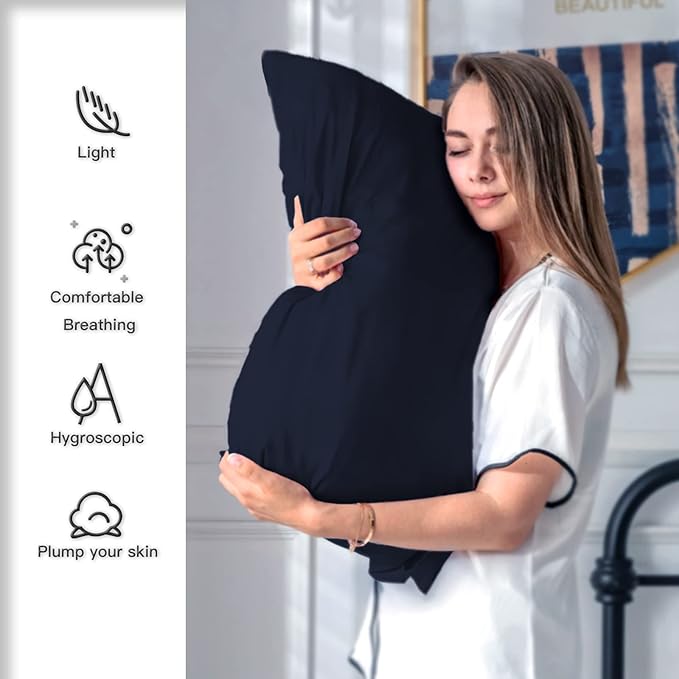 Silk Pillow Cases 2 Pack, Soft Breathable and Sliky Standard Size Pillow Cases - Image 3