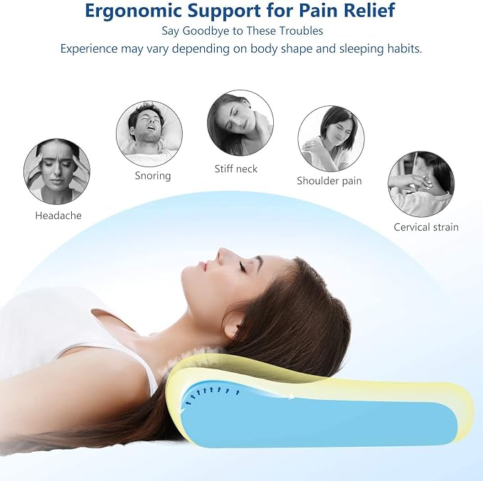 ZAMAT Memory Foam Pillow for Neck Pain Relief, Adjustable Orthopedic Ergonomic - Image 6