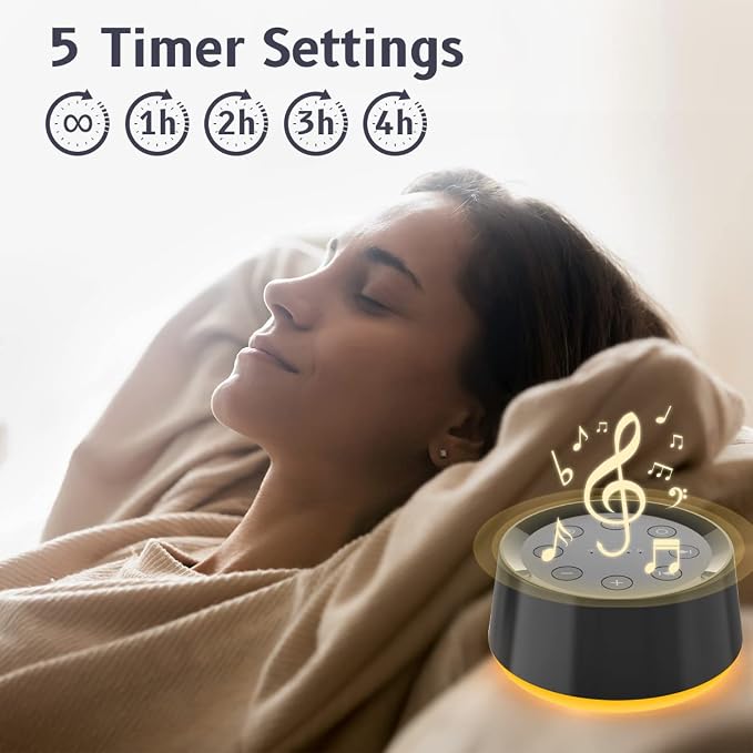 Brown Noise Sound Machine with 30 Soothing Sounds 12 Colors Night Light White - Image 6