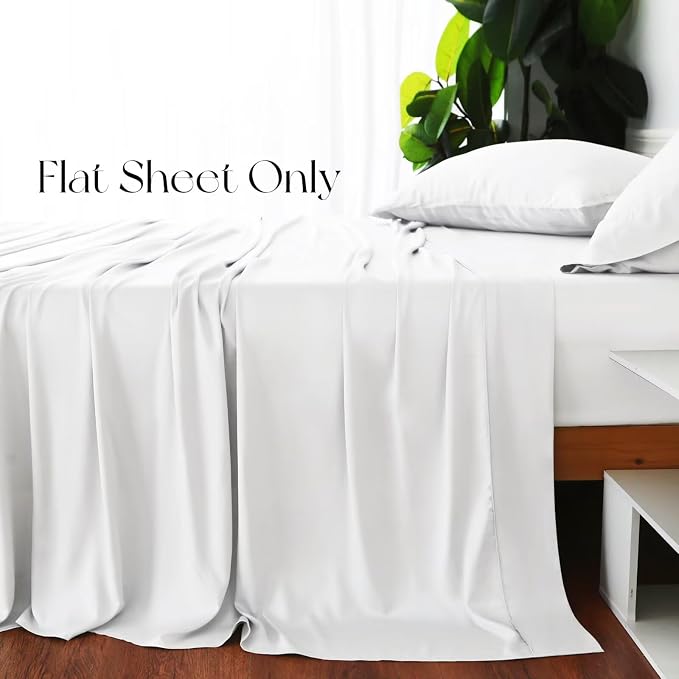 Bamboo Viscose Flat Sheets Only, 400 Thread Count Sateen Weave TwinXL Size Flat - Image 4