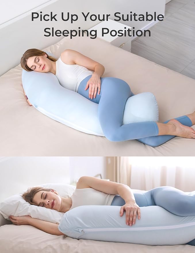 Momcozy Pregnancy Pillows for Side Sleeping, J Shaped Maternity Body Pillow for - Image 7