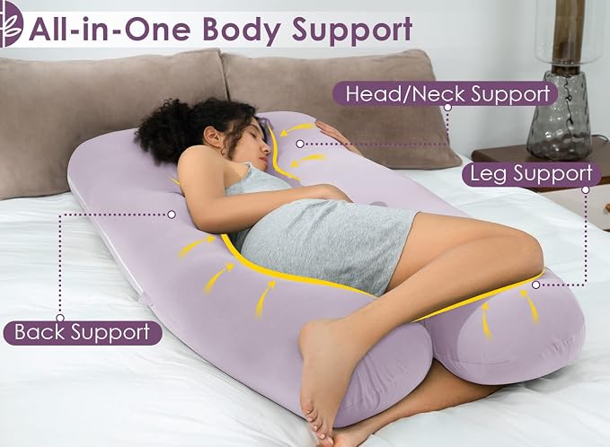 QUEEN ROSE Cooling Pregnancy Pillows, U Shaped Full Body Maternity Pillow - Image 2
