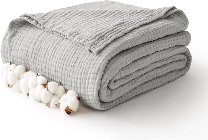 100% Cotton Muslin Blanket Twin 60" x 80", Breathable and Lightweight Cotton by Kozyhvn
