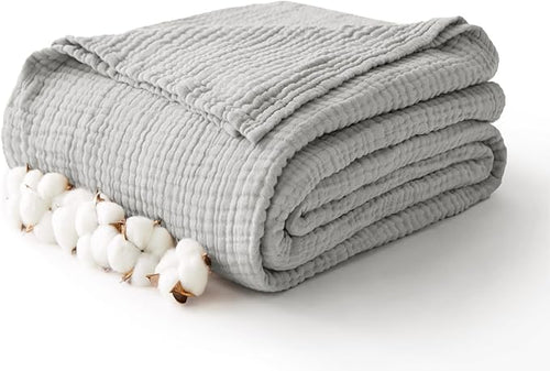 100% Cotton Muslin Blanket Twin 60" x 80", Breathable and Lightweight Cotton by Kozyhvn