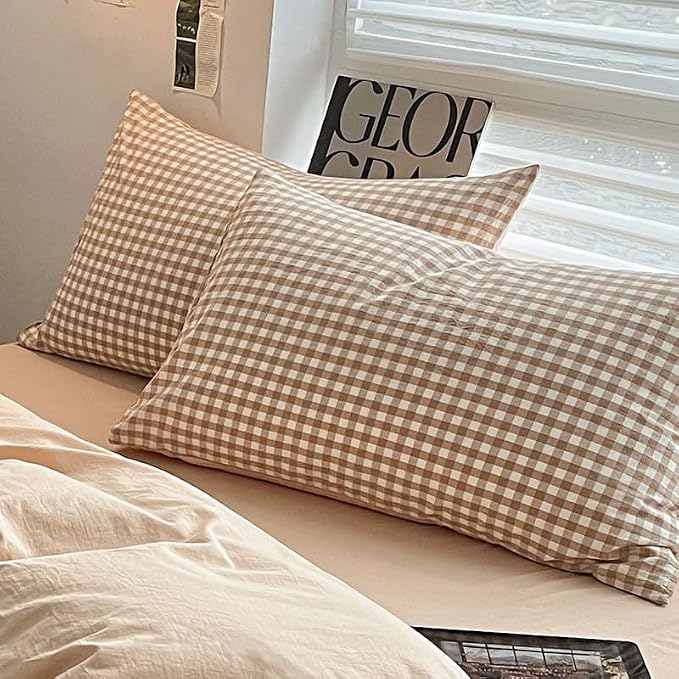 Nayoroom Brown Gingham Duvet Cover Queen Size 100% Washed Cotton Duvet Cover 3 - Image 7