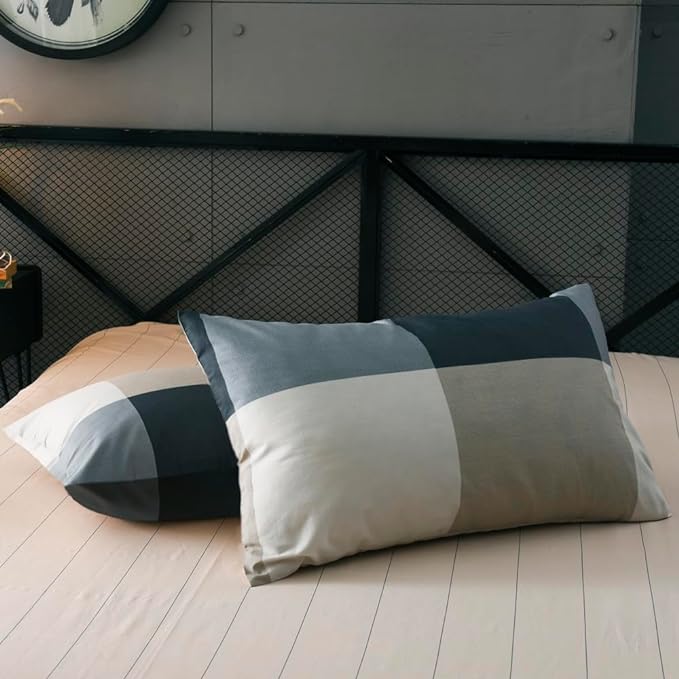 mixinni Queen Size Checkered Duvet Cover Set - Image 5