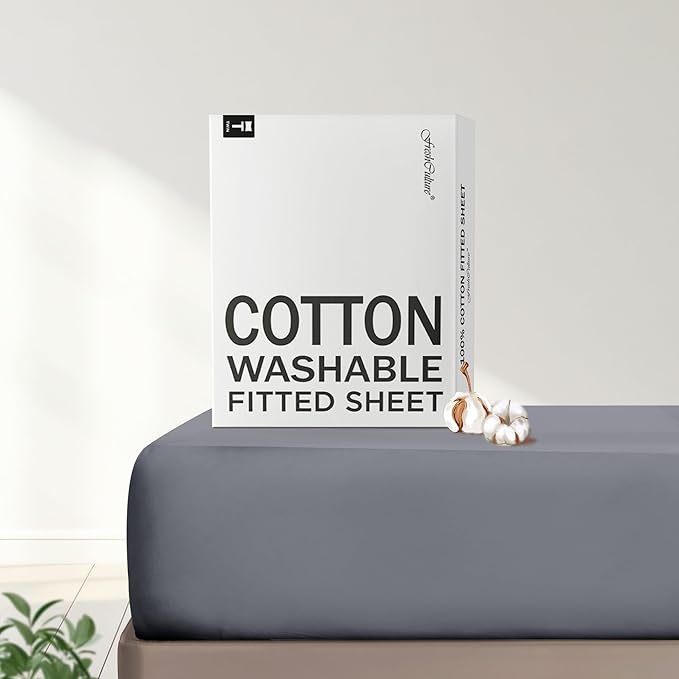 FreshCulture Pure Cotton Fitted Sheets King Size, 300 Thread Count Percale by FreshCulture