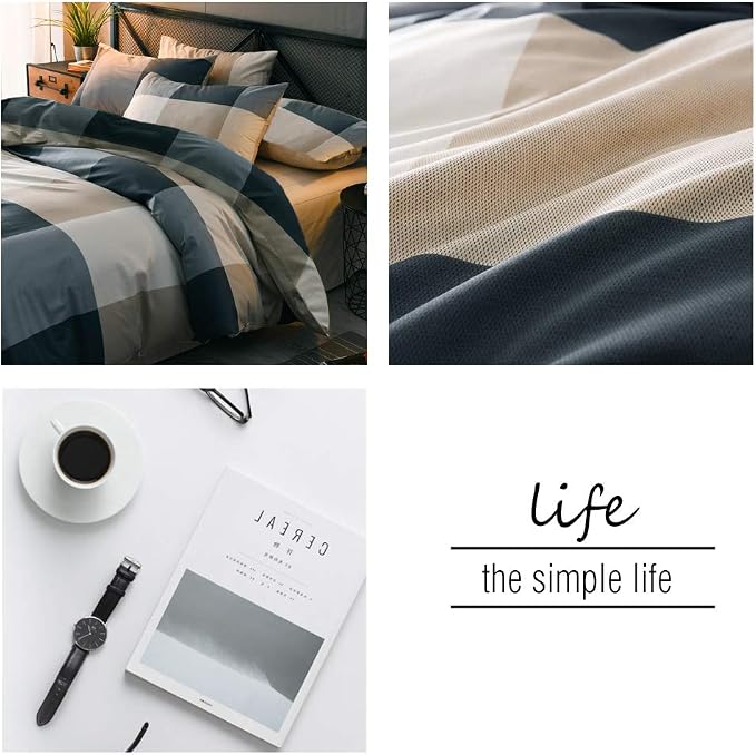 mixinni Twin Size Checkered Duvet Cover Set - Image 7
