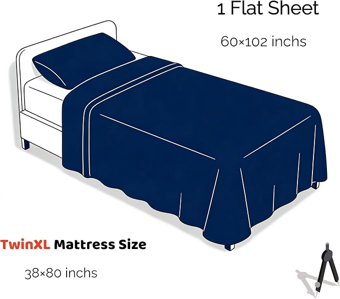 Cotton Flat Sheets Only, 600 TC 100% Cotton Flat Sheet Top Sheet Only, TwinXL - Image 6