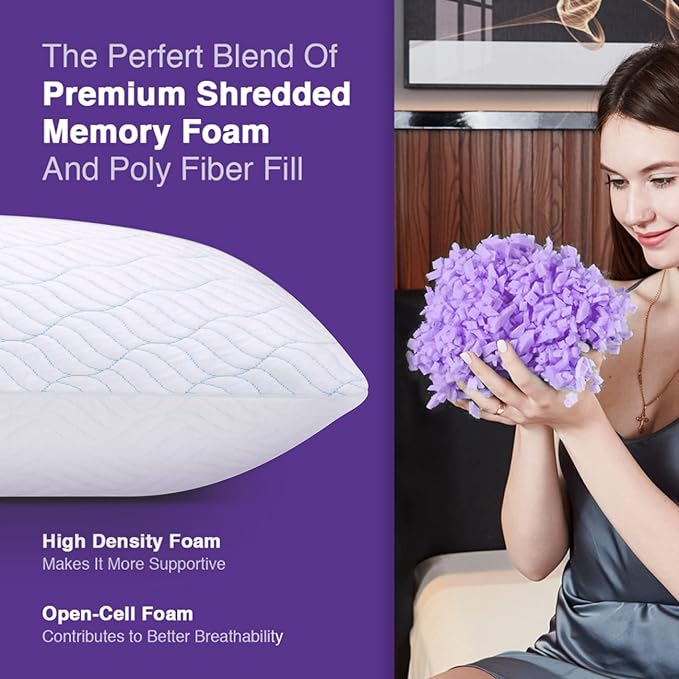 WISHSMILE Cooling King Size Pillows Set of 4, Shredded Memory Foam Pillows - Image 7