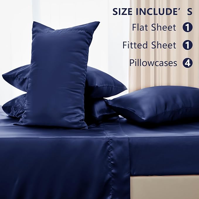 CozyLux Satin Sheets Queen Size Bed Set - Image 6