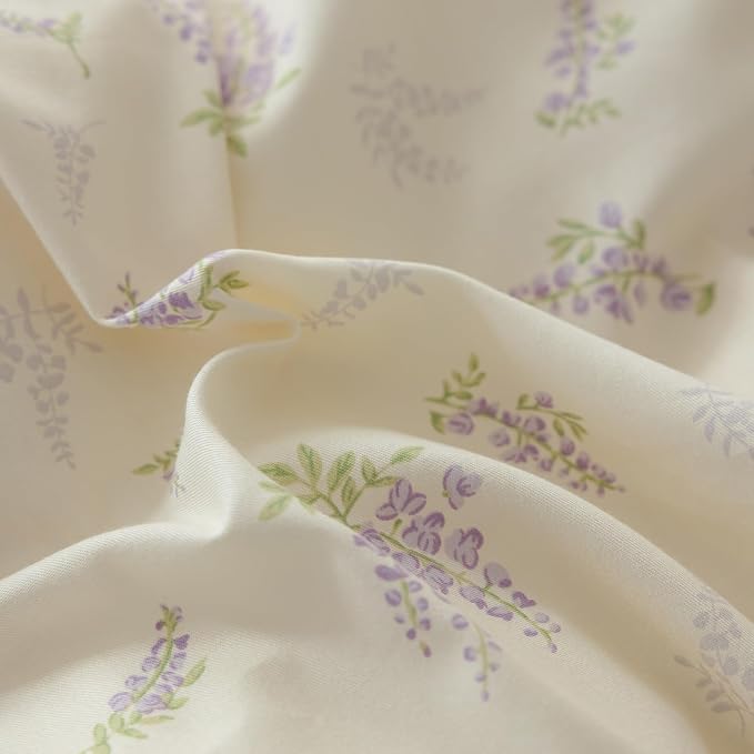 mixinni Lavender Flower Duvet Cover King Cotton Teenage Girls Flower Leaf Print - Image 6