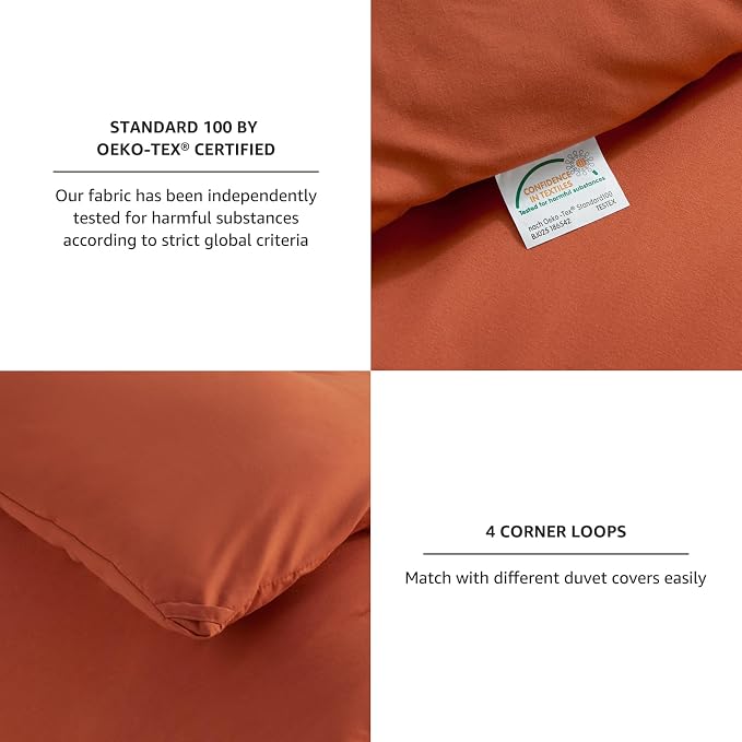 CozyLux Oversized King Comforter Set Terracotta, 3 Pieces 120x98 Solid - Image 4