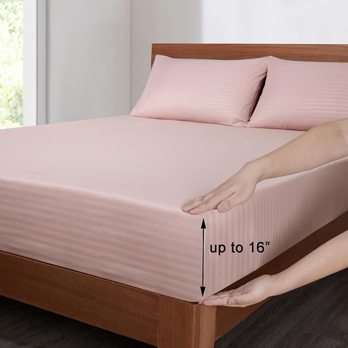 Mejoroom Striped Full Size Sheets – Extra Soft Full Size Bed Sheets - Image 3