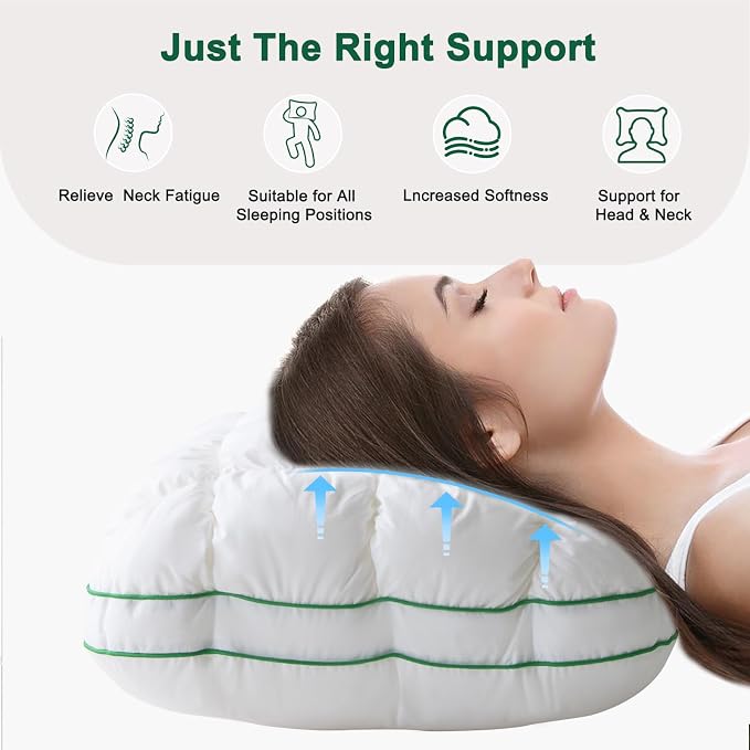 YOUR MOON Fluffy Support Bed Pillow Queen Size, Super Soft Premium - Image 7