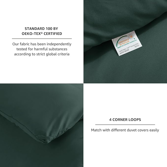 CozyLux Full Size Comforter Set Forest Green, 3 Pieces Solid Breathable Quilted - Image 4
