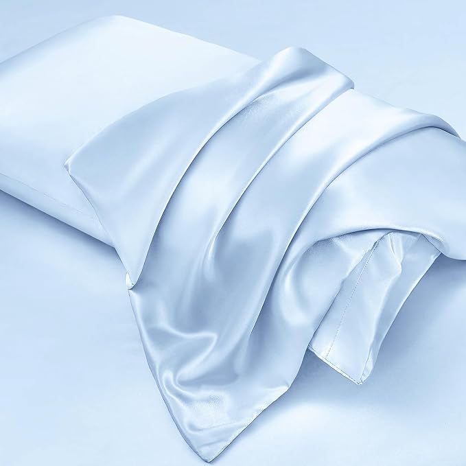 Aormenzy Satin Body Pillow Cover Set of 2, 20x54 Inches Baby Blue Body Pillow - Image 4
