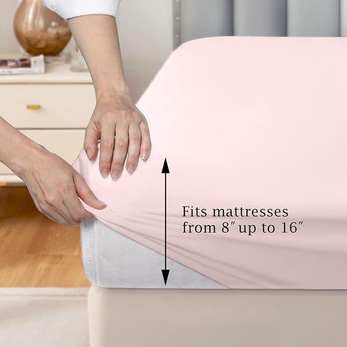 FreshCulture Pure Cotton Fitted Sheets Twin XL Size, 300 Thread Count Percale - Image 3