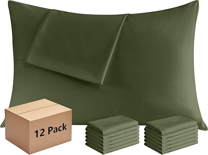Pillowcases Standard 12 Pack, 20x26 Pillow Cases by Culve