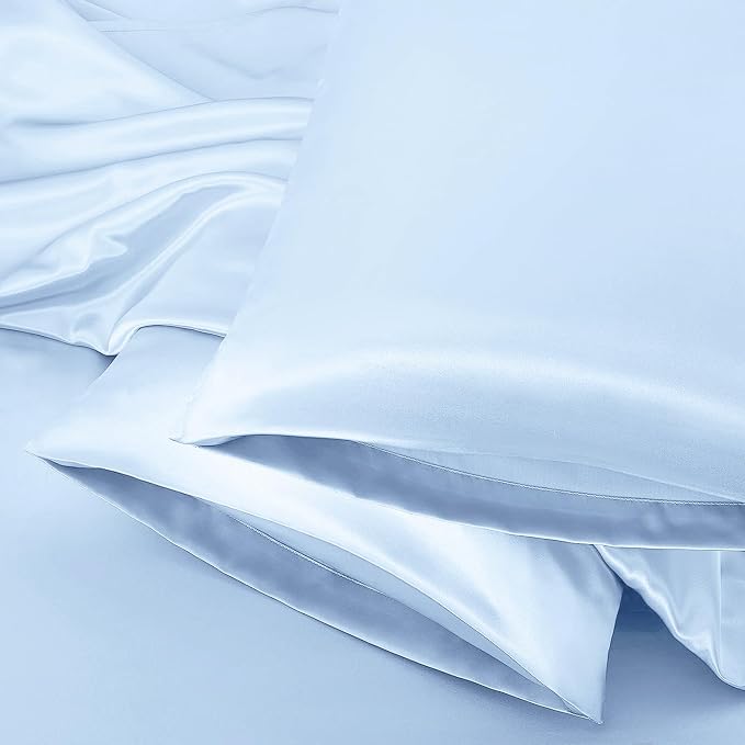 Aormenzy Satin Body Pillow Cover Set of 2, 20x54 Inches Baby Blue Body Pillow - Image 5