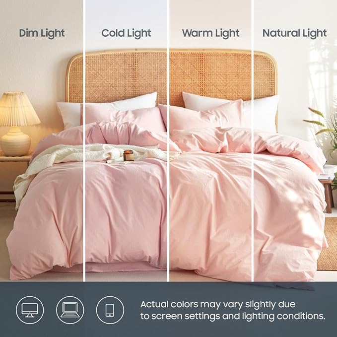 Wake In Cloud - Cotton Duvet Cover Set, Twin Size, 100% Washed Cotton, Linen - Image 3