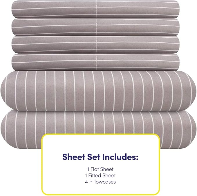 Queen Sheets Pinstripe Gray - Image 4