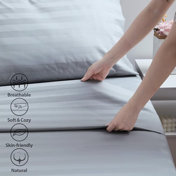 2-Pack Cotton Full Flat Sheet Only, 600 Thread Count 100% Egyptian Cotton Top - Image 3