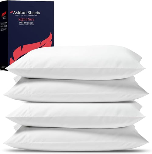 100% Egyptian Cotton Pillow Cases Standard/Queen Size Set of 4 by AshtonSheets
