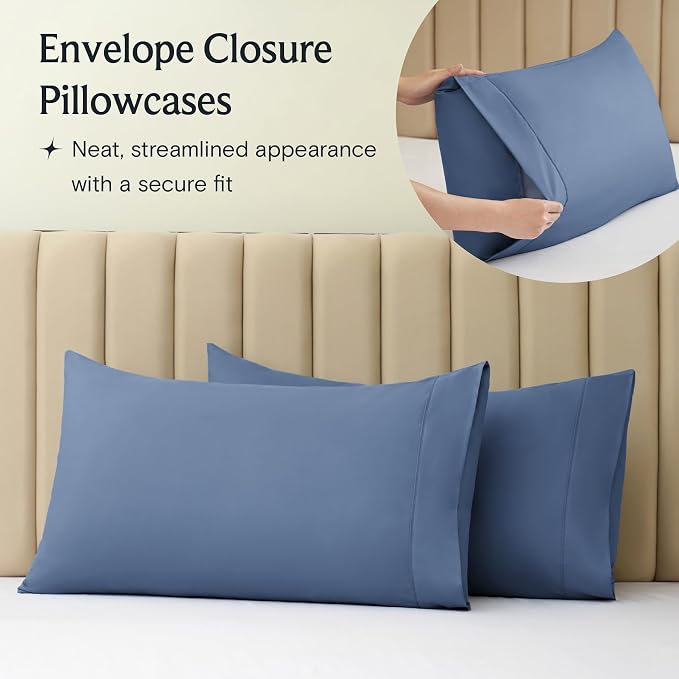 LuxClub 4 PC California King Sheet Set, Breathable Luxury Bed Sheets, Deep - Image 5