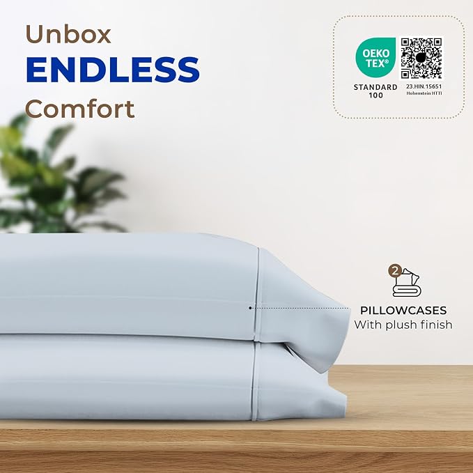 Thread Spread 100% Egyptian Cotton King Size Pillow Cases Set of 2 - Image 3