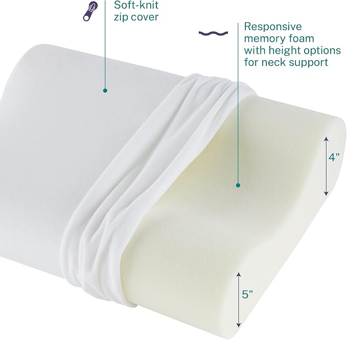 Sleep Innovations Memory Foam Contour Pillow, Queen Size, and Shoulder Alignment - Image 3