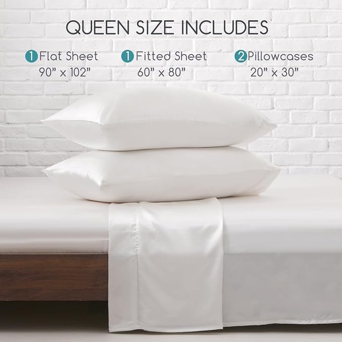 MR&HM Satin Bed Sheets, Queen Size Sheets Set - Image 7