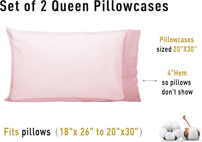 Sunflower Queen Pillowcases Set of 2, 100% Cotton Queen Pillow Cases 2 - Image 8