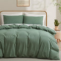 LOVQUE 100% Washed Cotton Duvet Cover King Size, Mint Green Fade-Resistant by LOVQUE