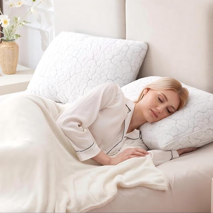 Cooling Pillows for Sleeping 2 Pack, King Size Adjustable Shredded Memory Foam - Image 6