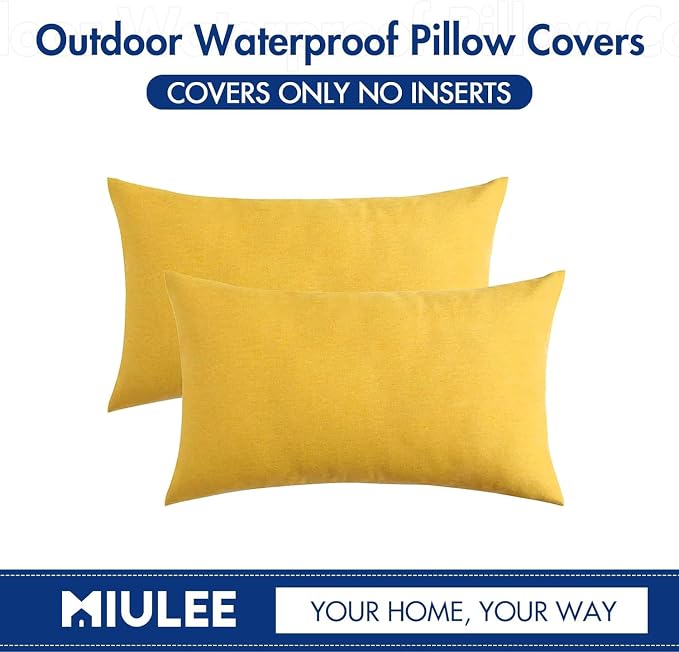MIULEE Pack of 2 Decorative Outdoor Solid Waterproof Throw Pillow Covers Faux - Image 6