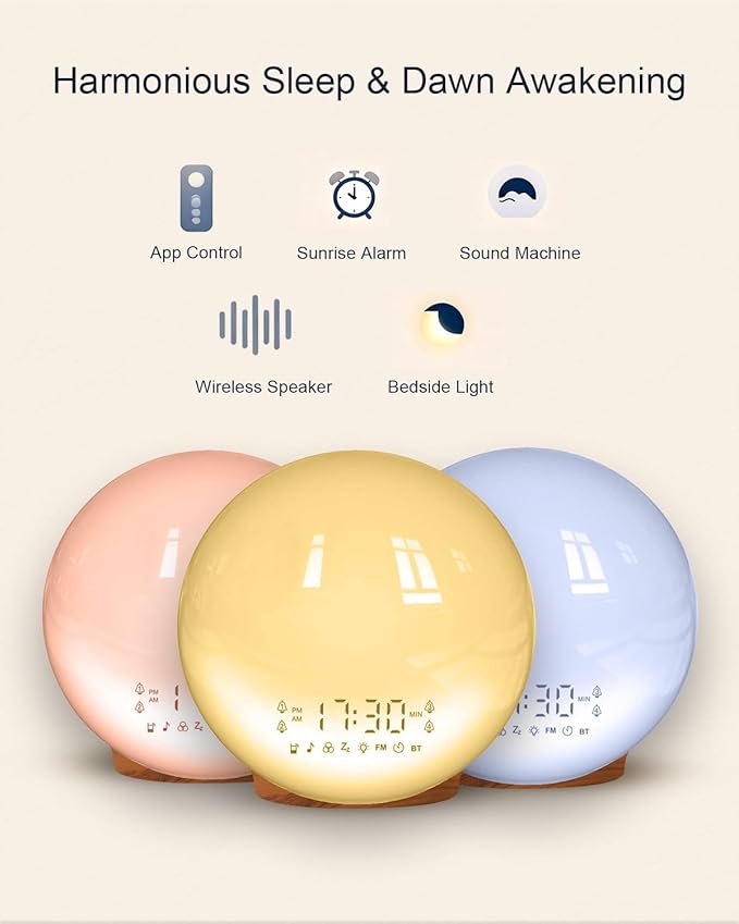 Smart Sunrise Alarm Clock with No Signup APP Control & Wake-Up Light, 4 Alarms - Image 3
