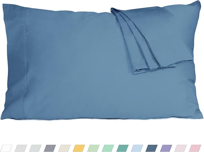 Pillow Cases, King Size Cotton Percale Weave Pillowcases, Pre-Shrunk Breathable by HOMTEC